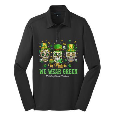 In March We Wear Green Silk Touch Performance Long Sleeve Polo