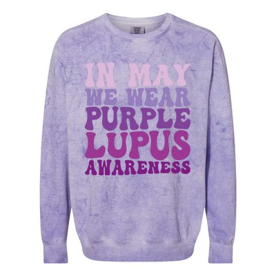 In May We Wear Purple Lupus Awareness Month Groovy Colorblast Crewneck Sweatshirt