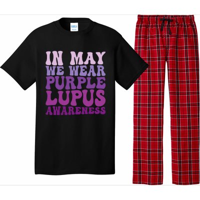 In May We Wear Purple Lupus Awareness Month Groovy Pajama Set