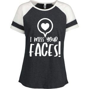 I Miss Your Faces Zoom Meeting Enza Ladies Jersey Colorblock Tee