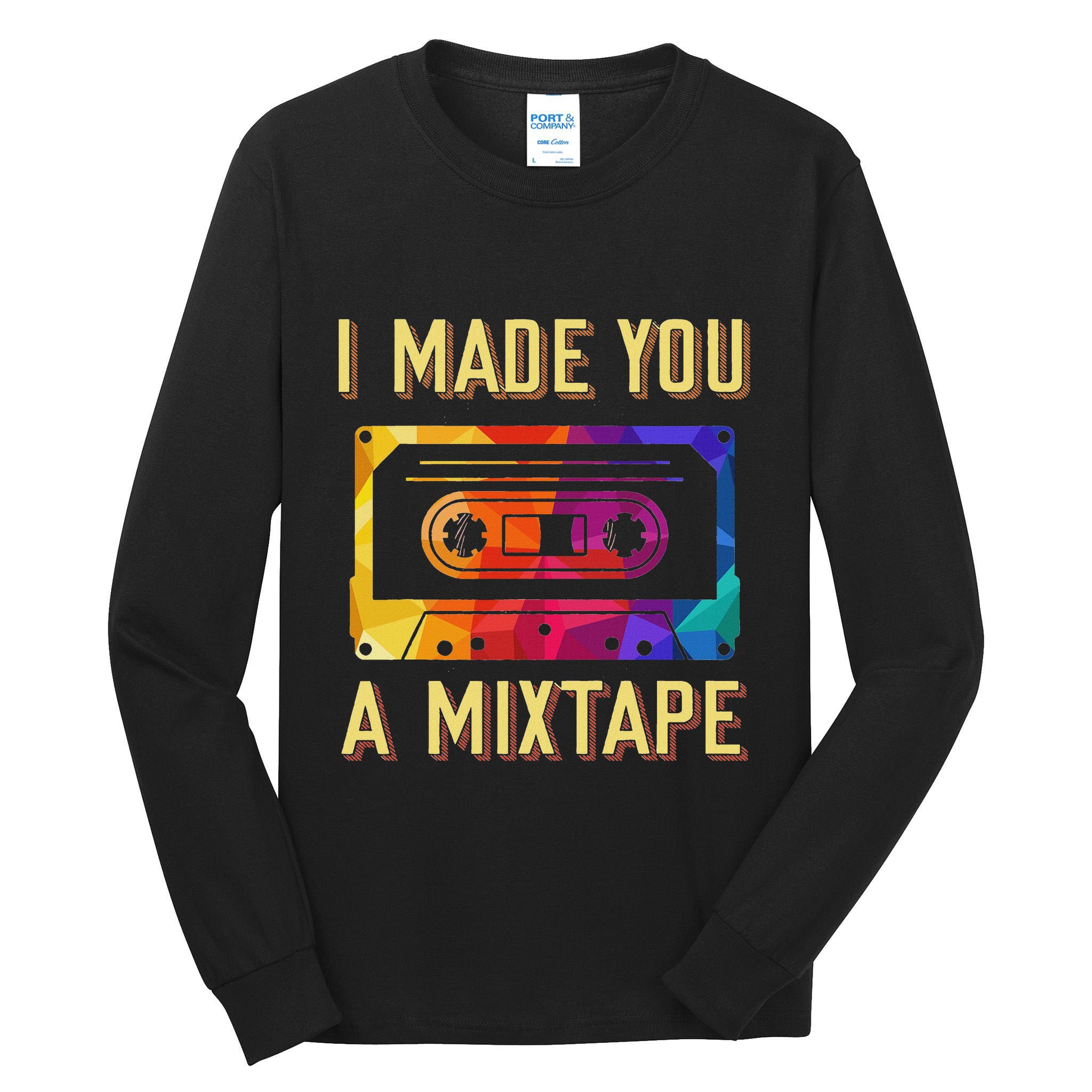 I Made You A Mixtape 80s 90s Vintage Costume Cassette Tape Tall Long Sleeve T-Shirt