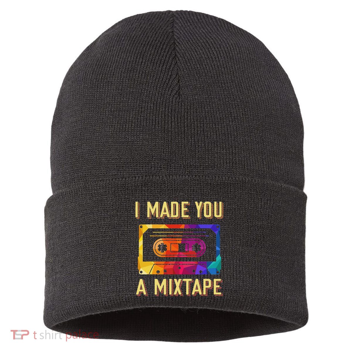 I Made You A Mixtape 80s 90s Vintage Costume Cassette Tape Sustainable Knit Beanie