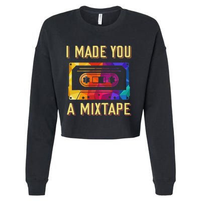 I Made You A Mixtape 80s 90s Vintage Costume Cassette Tape Cropped Pullover Crew