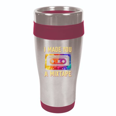 I Made You A Mixtape 80s 90s Vintage Costume Cassette Tape 16oz Travel Tumbler