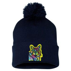 In A Cats Eye Colorful Pom Pom 12in Knit Beanie