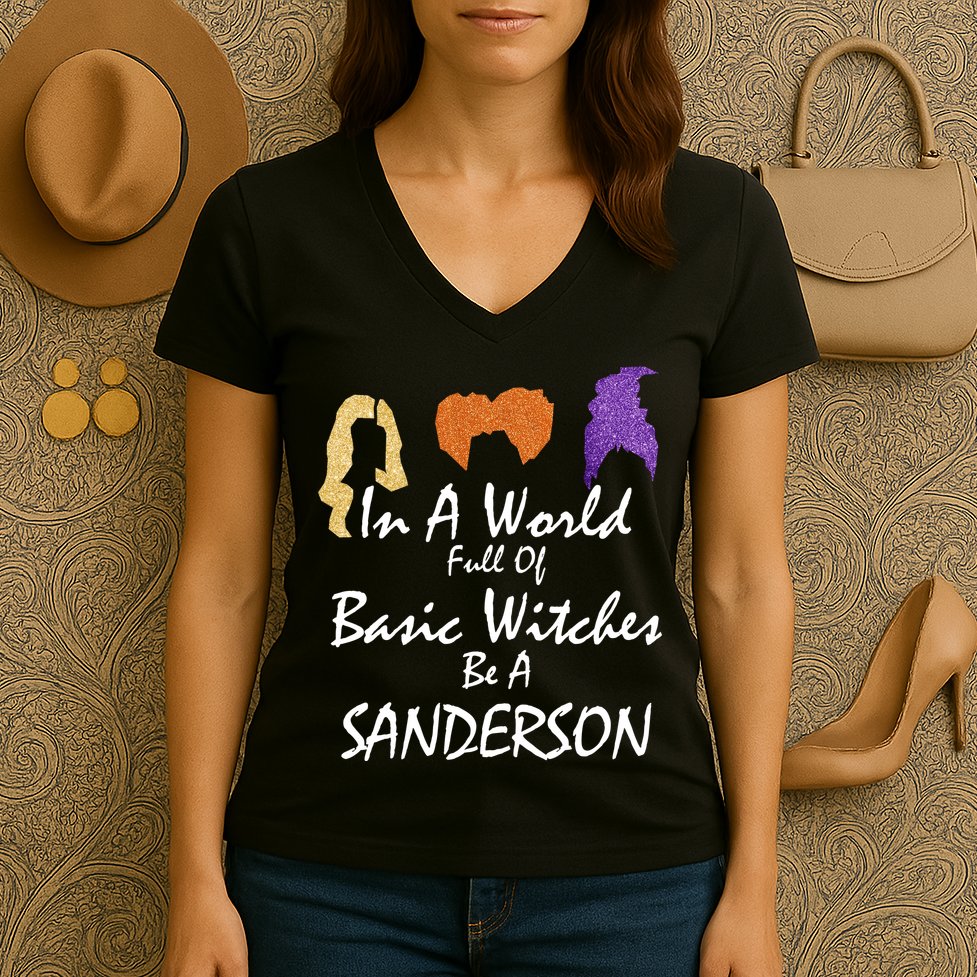 In A World Full Of Basic Witches Be A Sanderson Women's V-Neck T-Shirt