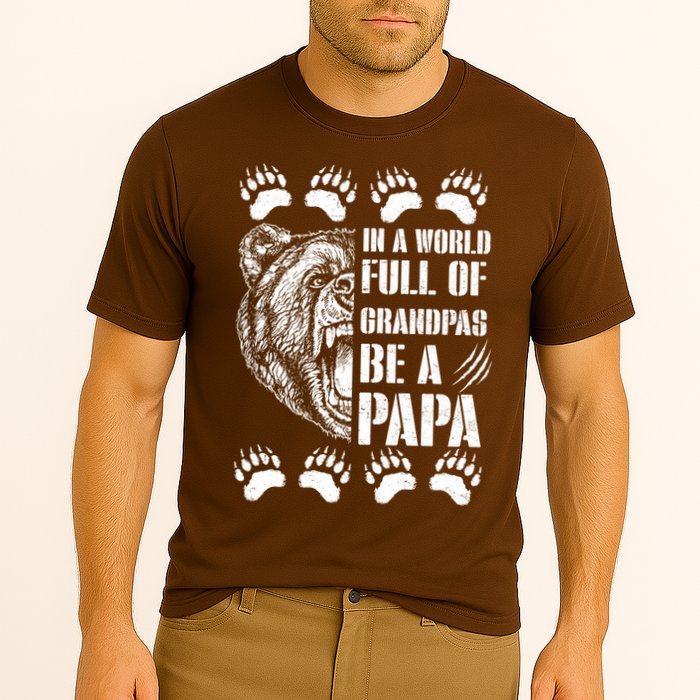 In A World Full Of Grandpas Be A Papa Bear Cooling Performance Crew T-Shirt