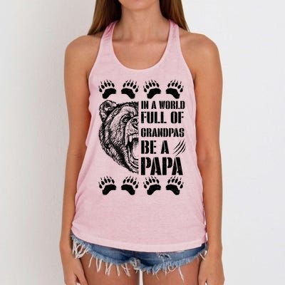 In A World Full Of Grandpas Be A Papa Bear Women's Knotted Racerback Tank