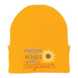 In A World Full Of Roses Be A Sunflower Knit Cap Winter Beanie