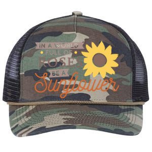 In A World Full Of Roses Be A Sunflower Retro Rope Trucker Hat Cap