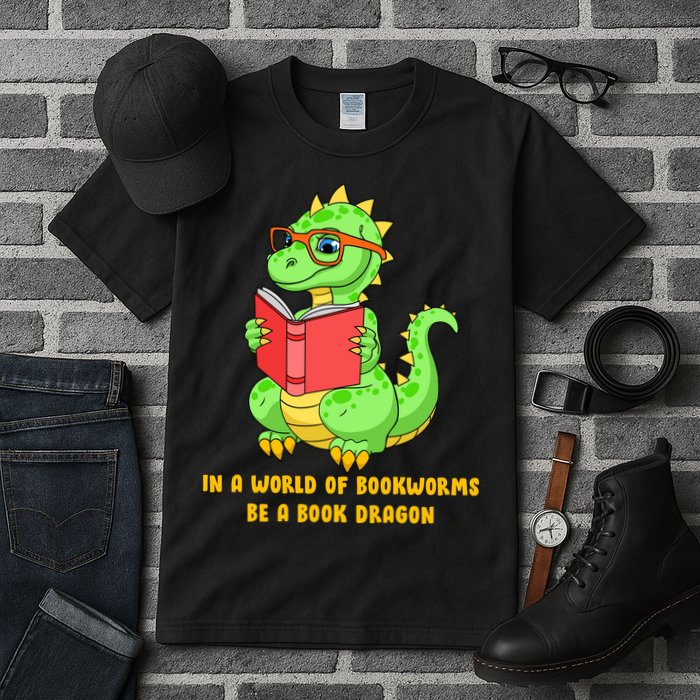 In A World Of Bookworms Be A Book Dragon Tall T-Shirt