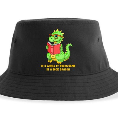 In A World Of Bookworms Be A Book Dragon Sustainable Bucket Hat
