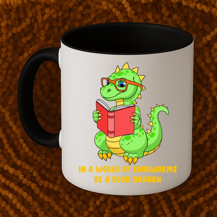 In A World Of Bookworms Be A Book Dragon Mug