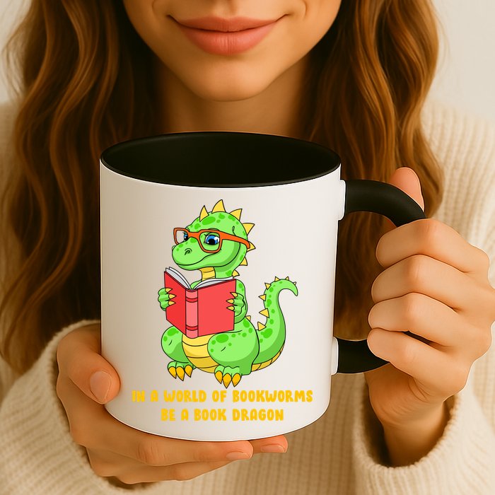 In A World Of Bookworms Be A Book Dragon Mug
