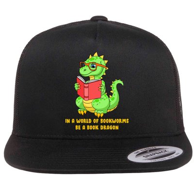 In A World Of Bookworms Be A Book Dragon Flatbill Hat