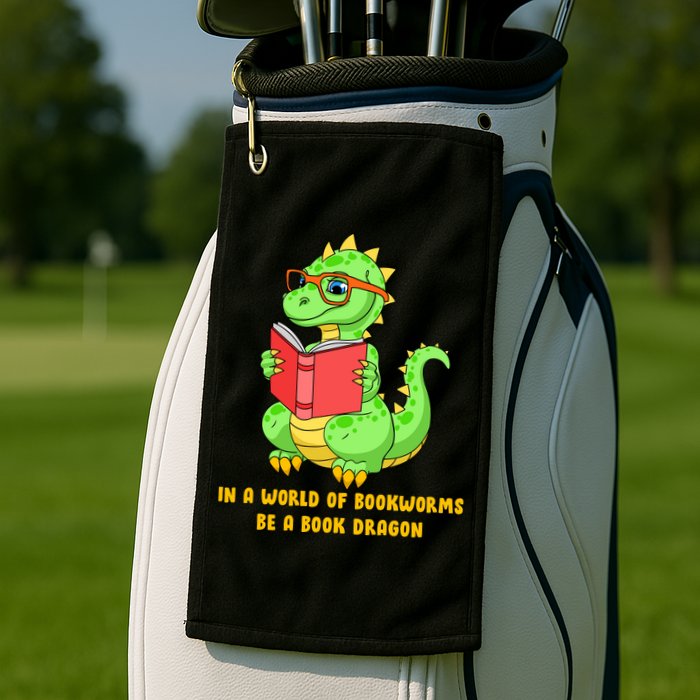 In A World Of Bookworms Be A Book Dragon Golf Towel