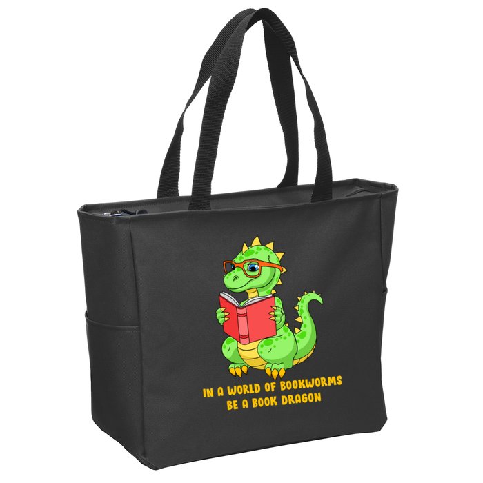 In A World Of Bookworms Be A Book Dragon Zip Tote Bag