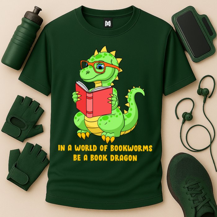 In A World Of Bookworms Be A Book Dragon Performance Shirt