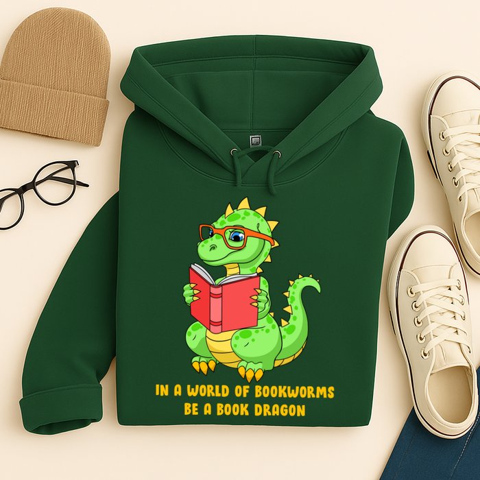 In A World Of Bookworms Be A Book Dragon Hoodie