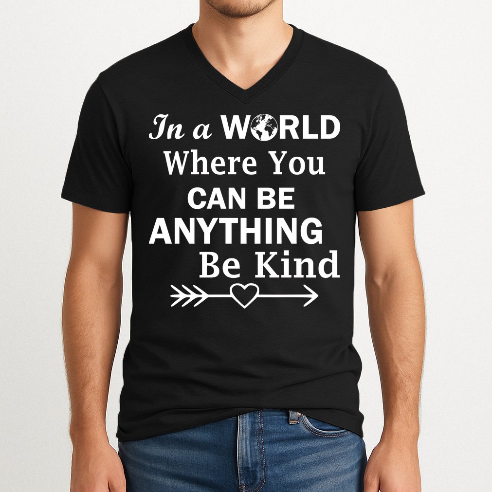 In A World Where You Can Be Anything Be Kind V-Neck T-Shirt