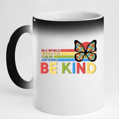 In A World Where You Can Be Anything Be Kind Autism Awareness 11oz Black Color Changing Mug