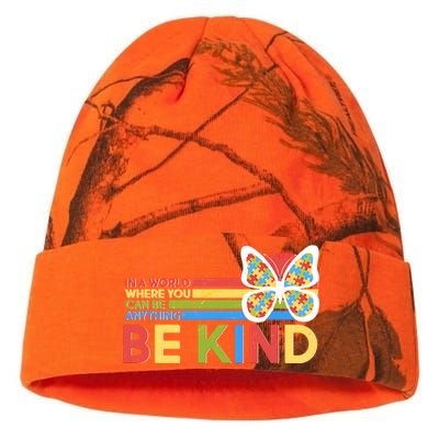 In A World Where You Can Be Anything Be Kind Autism Awareness Kati Licensed 12" Camo Beanie