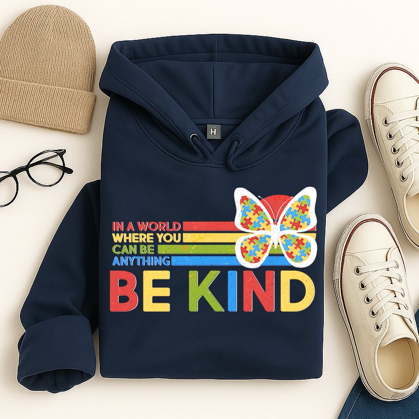 In A World Where You Can Be Anything Be Kind Autism Awareness Hoodie
