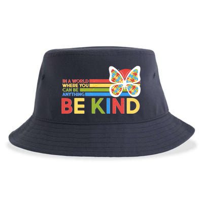 In A World Where You Can Be Anything Be Kind Autism Awareness Sustainable Bucket Hat