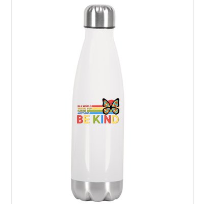 In A World Where You Can Be Anything Be Kind Autism Awareness Stainless Steel Insulated Water Bottle