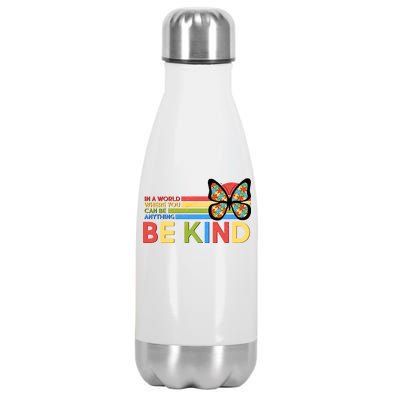 In A World Where You Can Be Anything Be Kind Autism Awareness Stainless Steel Insulated Water Bottle