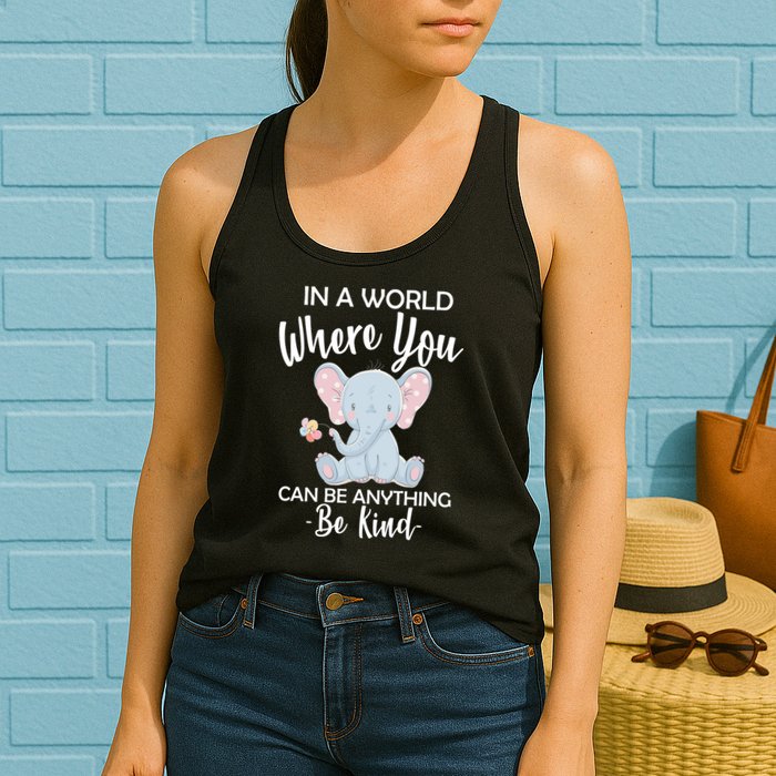 In a World Where You Can Be Anything Be Kind Elephant Womens Tank Top