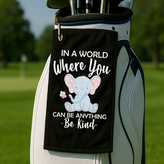 In a World Where You Can Be Anything Be Kind Elephant Golf Towel