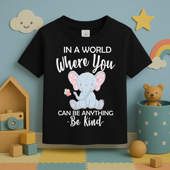 In a World Where You Can Be Anything Be Kind Elephant Toddler T-Shirt