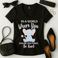 In a World Where You Can Be Anything Be Kind Elephant Women's V-Neck T-Shirt