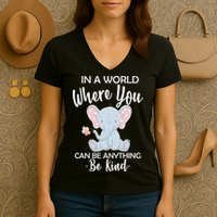 In a World Where You Can Be Anything Be Kind Elephant Women's V-Neck T-Shirt