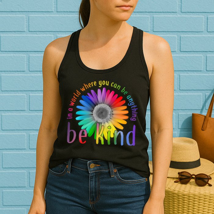 In a world where you can be anything be kind flower Womens Tank Top