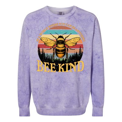 In A World Where You Can Be Anything Bee Kind Colorblast Crewneck Sweatshirt