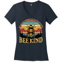 In A World Where You Can Be Anything Bee Kind Women's V-Neck T-Shirt