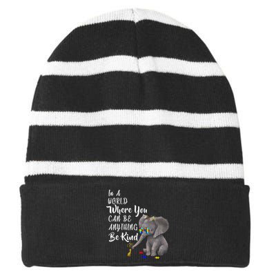 In A World Where You Can Be Kind Striped Beanie with Solid Band