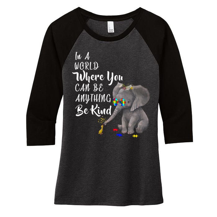 In A World Where You Can Be Kind Women's Tri-Blend 3/4-Sleeve Raglan Shirt