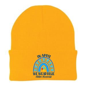 In April We Wear Blue Autism Awareness Knit Cap Winter Beanie