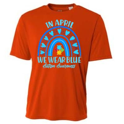 In April We Wear Blue Autism Awareness Cooling Performance Crew T-Shirt