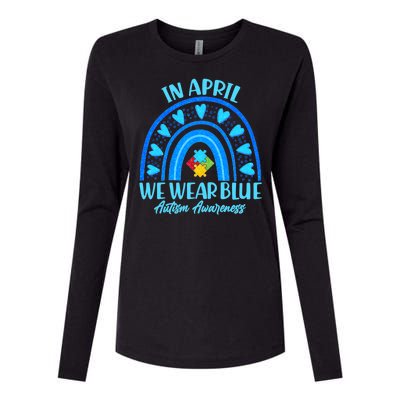 In April We Wear Blue Autism Awareness Womens Cotton Relaxed Long Sleeve T-Shirt