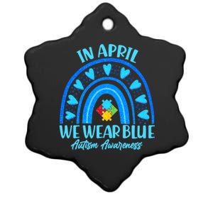 In April We Wear Blue Autism Awareness Ceramic Star Ornament