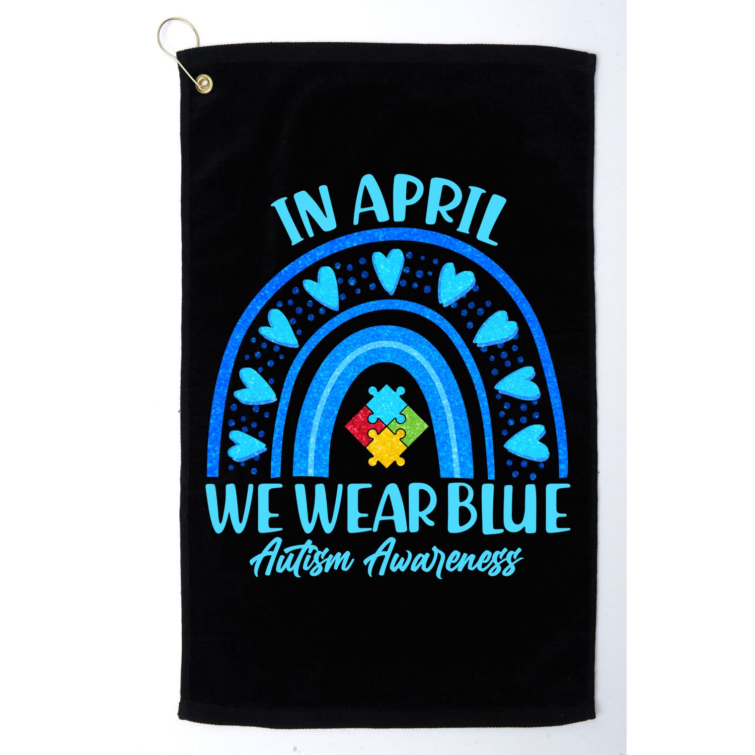 In April We Wear Blue Autism Awareness Golf Towel