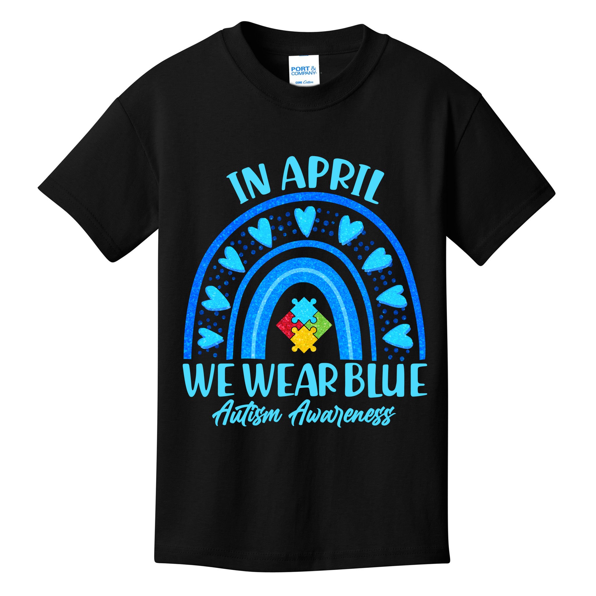 In April We Wear Blue Autism Awareness Kids T-Shirt