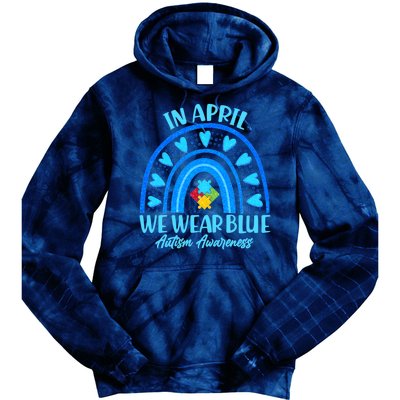 In April We Wear Blue Autism Awareness Tie Dye Hoodie