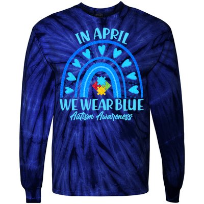 In April We Wear Blue Autism Awareness Tie-Dye Long Sleeve Shirt