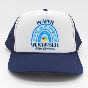 In April We Wear Blue Autism Awareness Trucker Hat