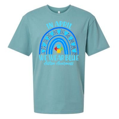 In April We Wear Blue Autism Awareness Sueded Cloud Jersey T-Shirt